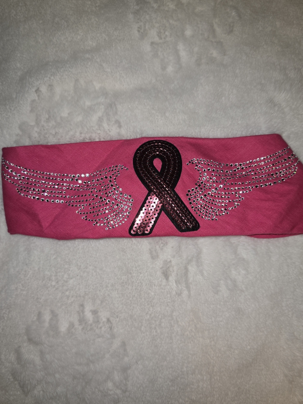 Pink Sequin Ribbon Wing Headband